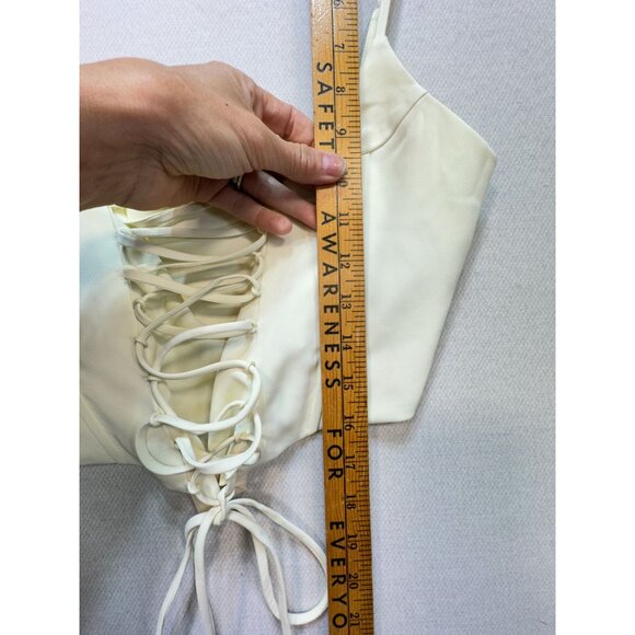 Finesse Womens Malia Ivory Lace Up Corset Top Size M Ivory Sleeveless Sexy Chic - Picture 9 of 13